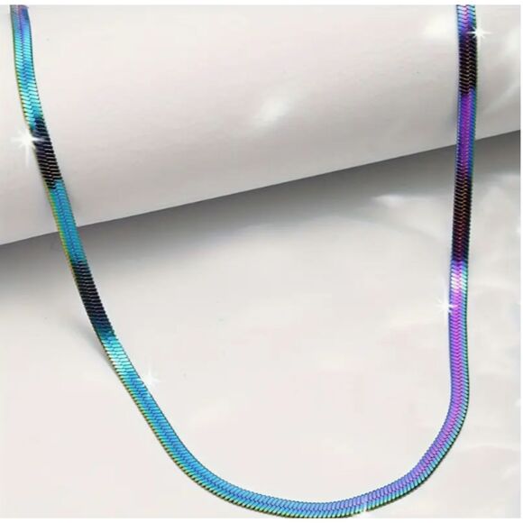 Men's Gradient Colored Stainless steel Necklace 22" - Picture 4 of 7